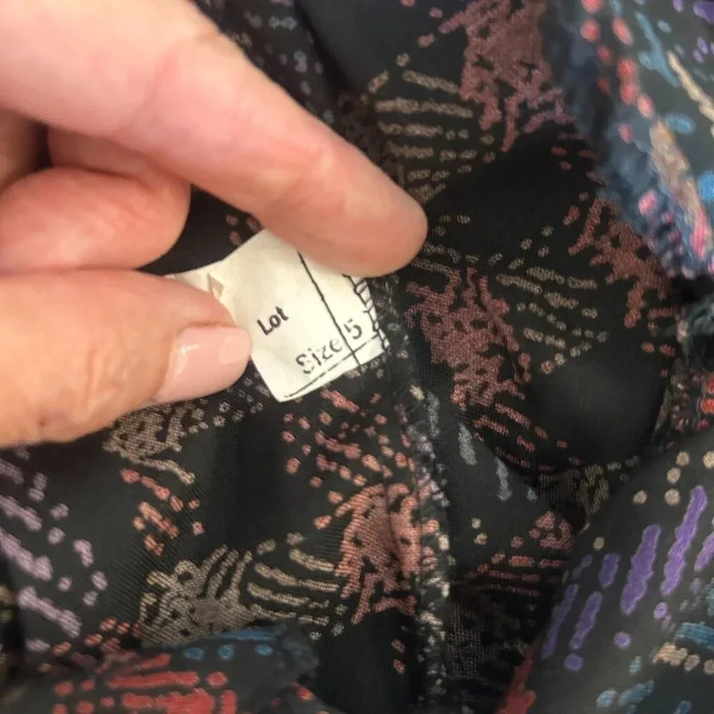 Vintage 70s 80s Geometric Gathered Pleated Fully Skirt Size 5 - Picture 2 of 6